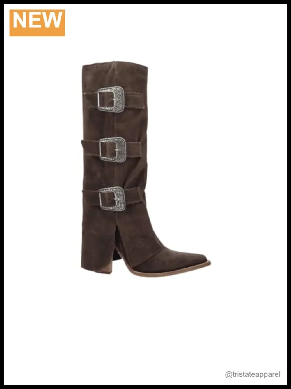 Dingo Buckle Bunny Suede Leather Casual Boots Over the Knee Mid Heel